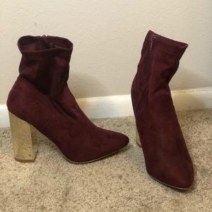 Burgundy booties